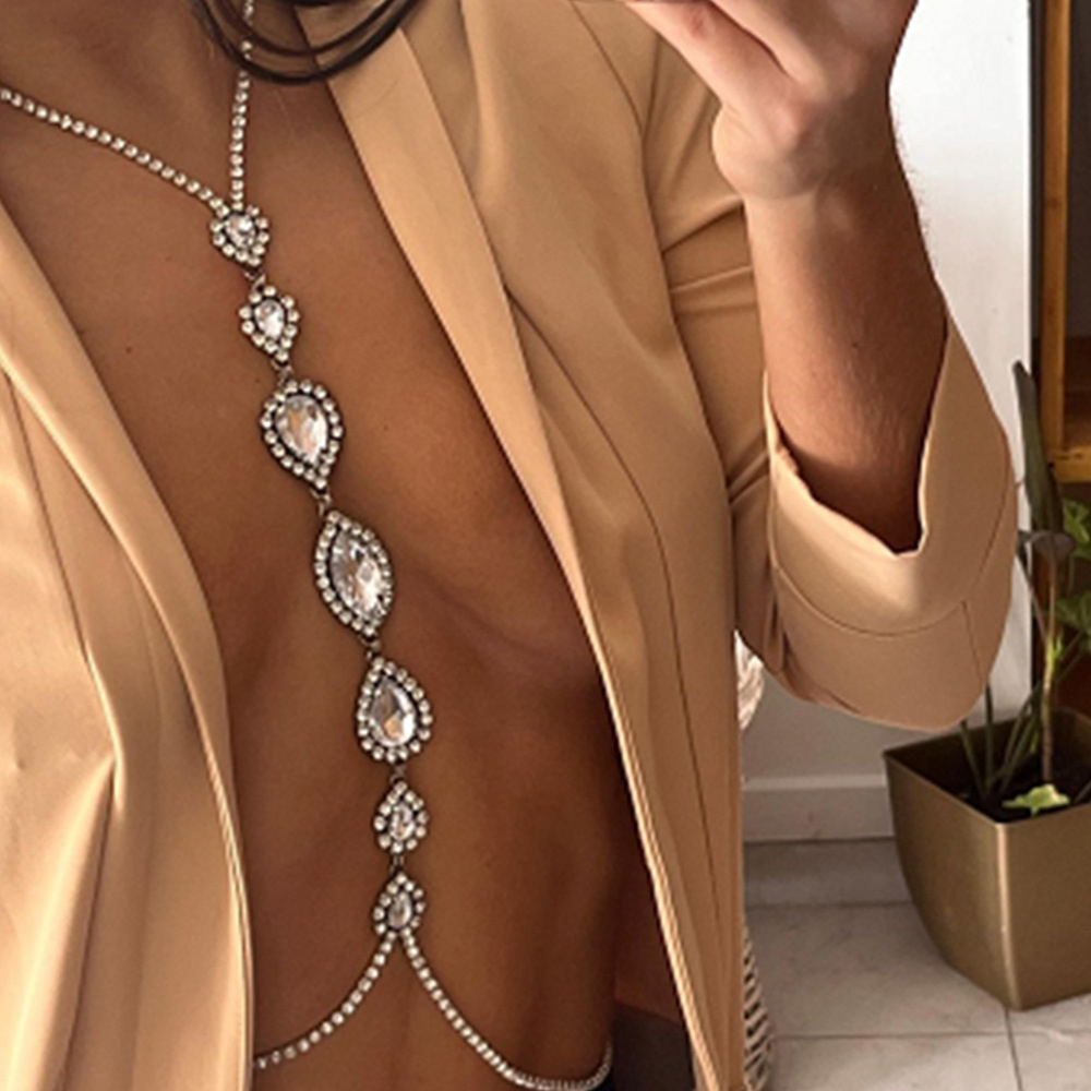 Women Accessories Dropshipping - 女性のためのセクシーなウォータードロップチェストチェーン,ラインストーンボディチェーン,パーティージュエリー,ファッションアクセサリー