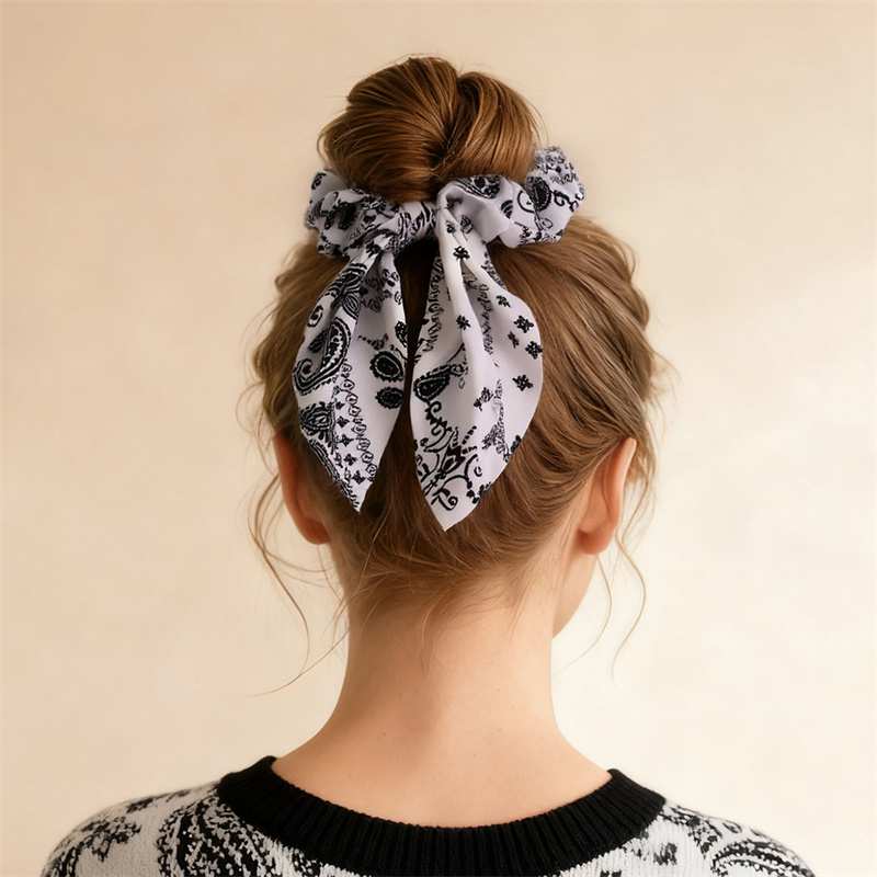 Hair Tie Velvet - 2個/セット プリントヘアシュシュ – かわいい柄の伸縮性タイ、ソフトベルベットポニーテールホルダー。