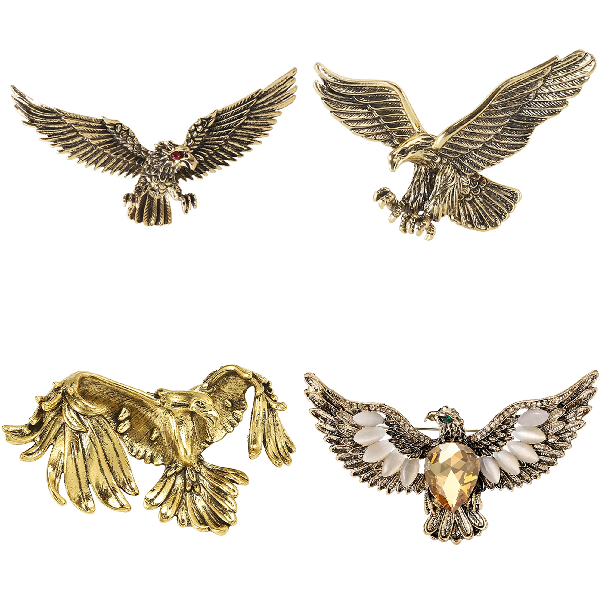 Women'S Accessories Categories - エナメルイーグルブローチ女性ユニセックスラインストーン動物鳥カテゴリピンイベントパーティーバックパック装飾服アクセサリー