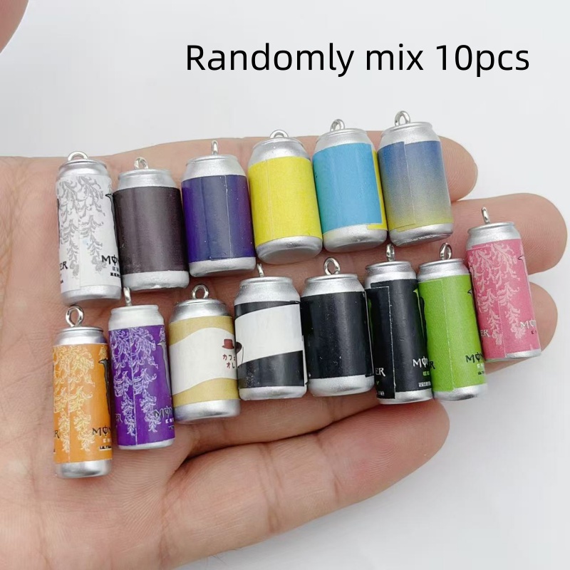 Women'S Key Accessories - 10個入り ミニチュア シミュレーション飲料缶 レジンチャーム カラフルな模造ドリンクボトルペンダント DIY