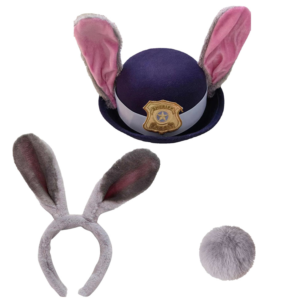Women'S Ear Accessories - ファンタジア ジュディ・ホップス帽子女性コスプレウサギの尾耳カチューシャ漫画動物園 Disfraz 衣装アクセサリー女性ハロウィン小道具