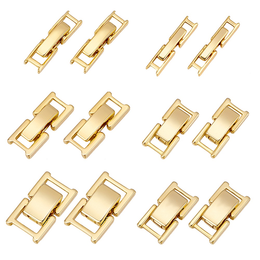 Wrap Ring Gold - 6種類の真鍮製時計バンドクラスプ、カドミウムフリー、鉛フリー、長方形、本物の24K金メッキ、10〜17.5x3.5〜8.5x4〜5mm