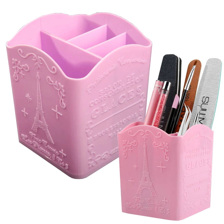 Women Accessories Organizer - 4コンパートメントネイルアートブラシホルダー、メイクブラシ用収納ボックス、ファイルバッファーネイルツール、ネイルディスプレイホルダー