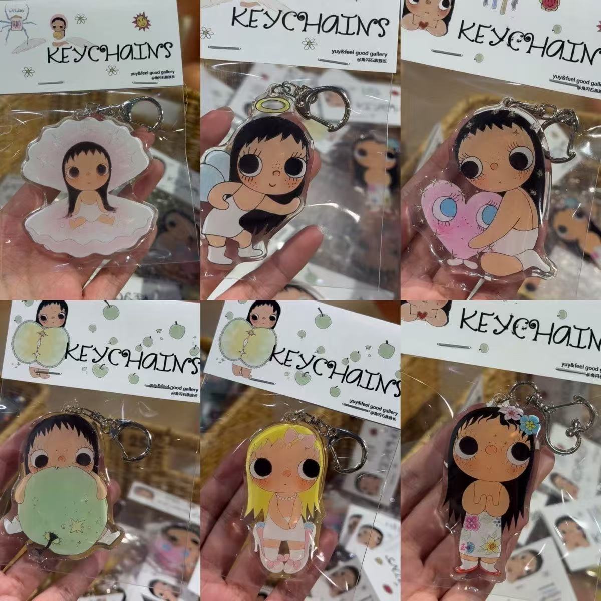 Women'S Key Accessories - ユイは女の子です。 かわいい漫画の女の子キーホルダーかわいいアクリルキーリングバッグペンダント装飾アニメスタイル女性ジュエリー