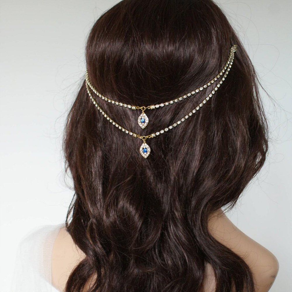 Women Accessories Dropshipping - 女性のための豪華な結婚式のヘアコームチェーン,水滴,自由奔放に生きるティアラアクセサリー,魅力的なペンダント,ラインストーンの頭飾り,ブライダルジュエリー
