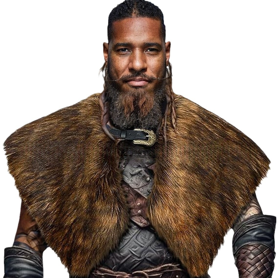 Women'S Viking Accessories - 毛皮の首輪冬服キング戦士マントバイキング毛皮ショール中世戦士人工毛皮マントハロウィンコスプレ衣装