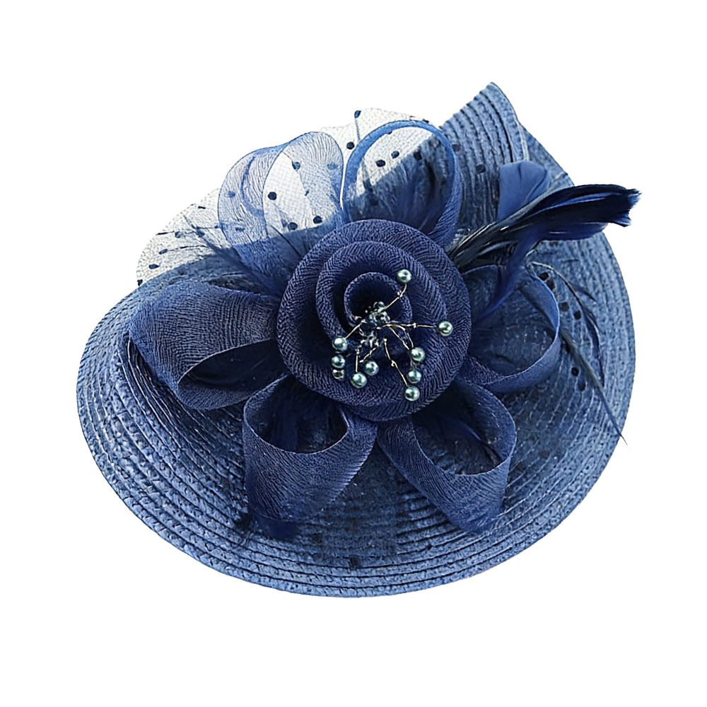 Women Accessories Dropshipping - 新しいメッシュリボン付きファシネーターキャップ、フラワーフェザー、エレガントなヘアドロップ、ファシネーターハット、ヘッドウェア、ヘアアクセサリー