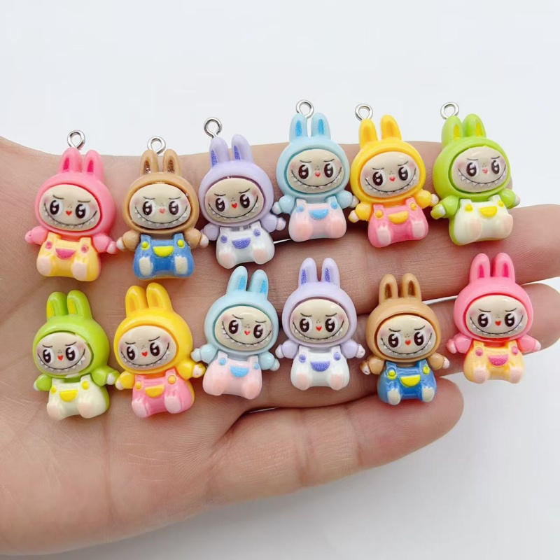 Women'S Key Accessories - 10 個かわいいウサギイチゴハウス樹脂チャーム素敵な漫画の動物ペンダントイヤリングキーホルダー DIY ジュエリーメイク用