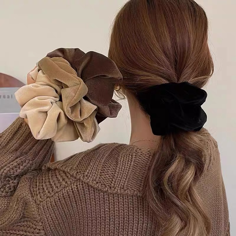 Hair Tie Velvet - 1-4 個女性のヘアシュシュヴィンテージベルベット無地ヘアループ女性のためのポニーテールホルダーゴムバンドヘアアクセサリー