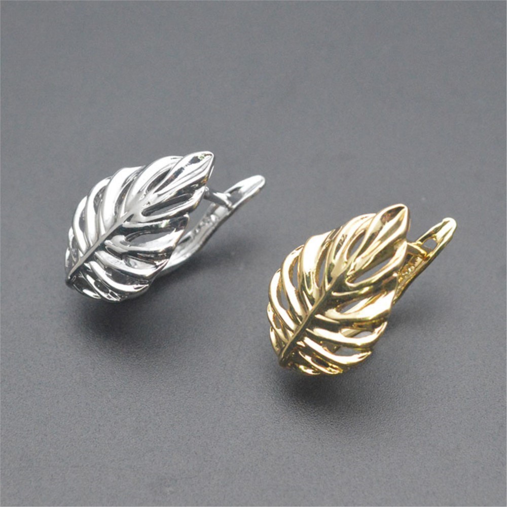 Wrap Ring Gold - 1/2個 18K金メッキ真鍮製 葉っぱ型中空ファッションイヤリングバックル DIY用 高品質イヤリングフック留め具 ジュエリー製作