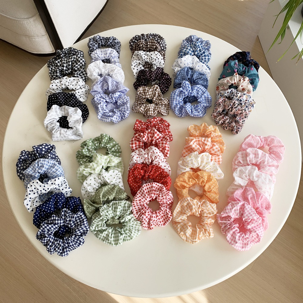 Hair Tie Velvet - 5個入り ポルカドット ヘアタイ エレガント キュート ファブリック