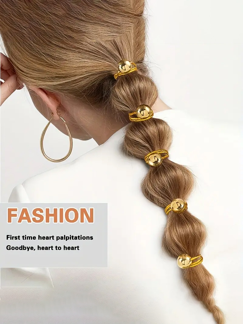 Wrap Ring Gold - 10 個のシンプルなゴールドとシルバーの丸いボールヘアゴムヘアアクセサリーゴムバンドヘアゴムは日常着に適しています