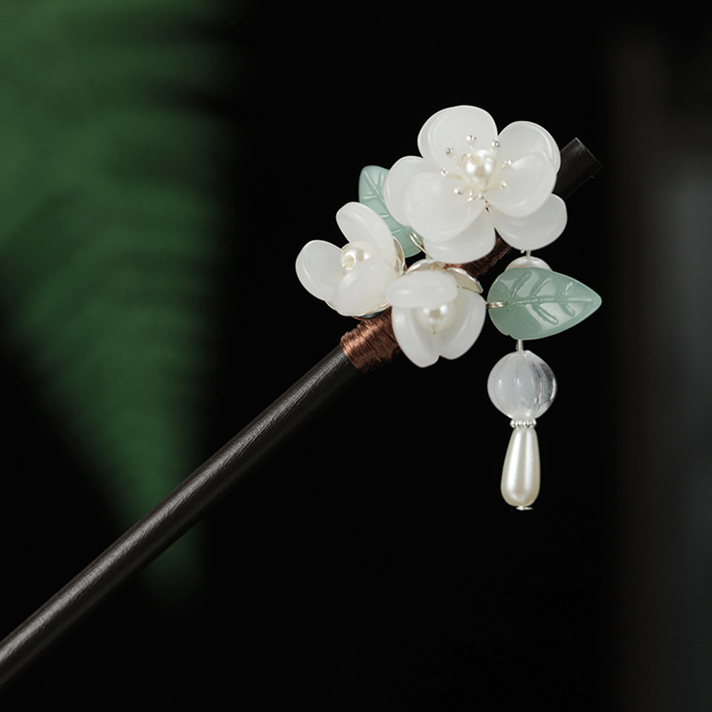 Pearl Hair Pin - レトロな花のヘアピンパール白檀 Tassek ヘアスティック箸韓服コスプレ中国チャイナドレスの装飾ヘアジュエリー
