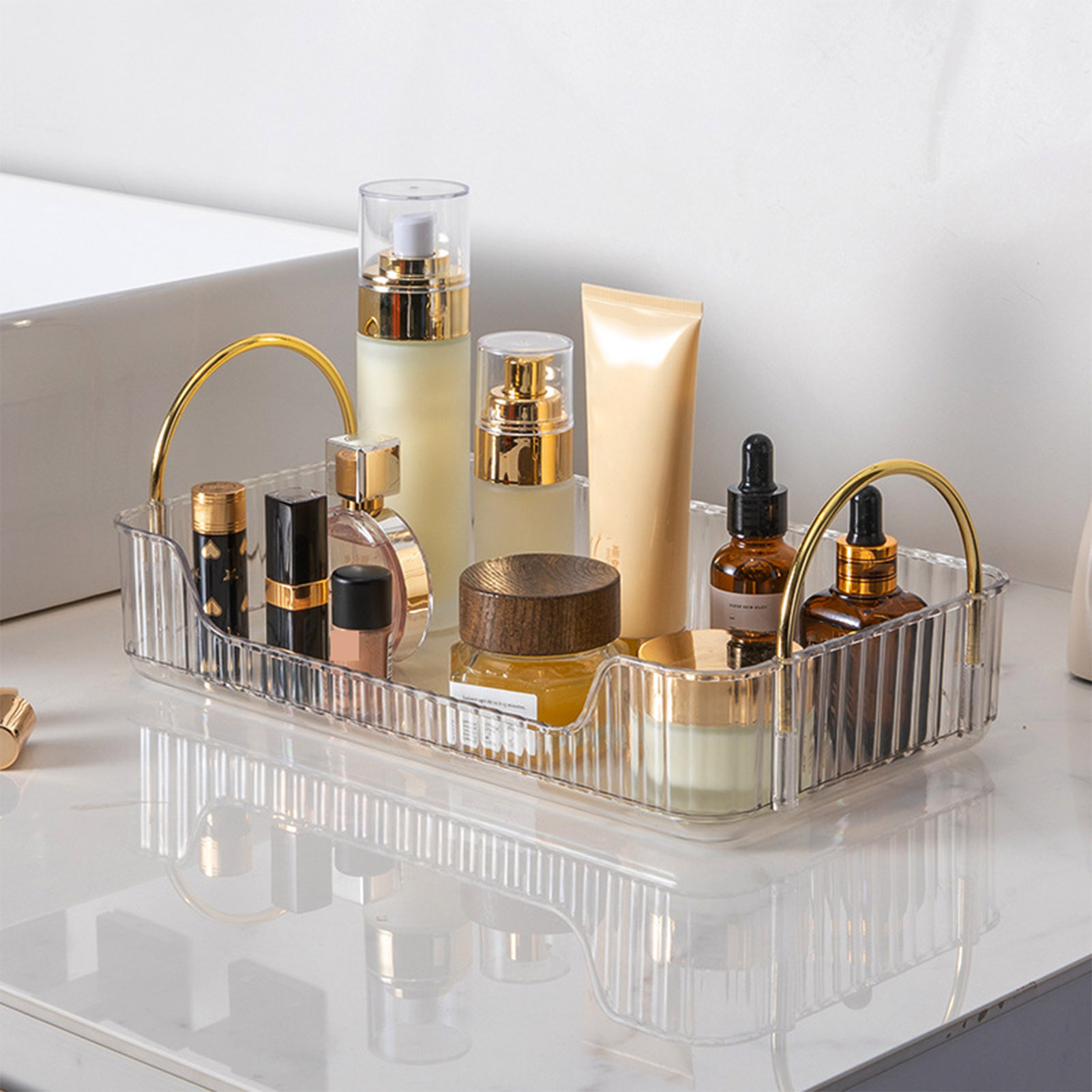バスルームオーガナイザーラックライト高級アクリル収納ホルダー - Women Accessories Organizer のレビューと価格