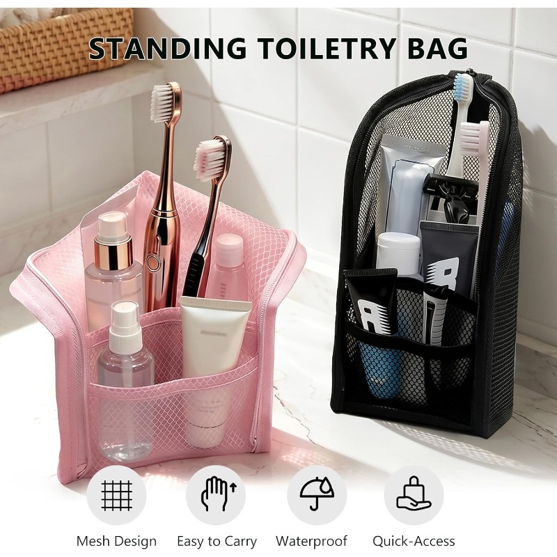 メッシュトイレタリーバッグ 通気性 速乾性 縦型歯ブラシホル - Women Accessories Organizer のレビューと価格
