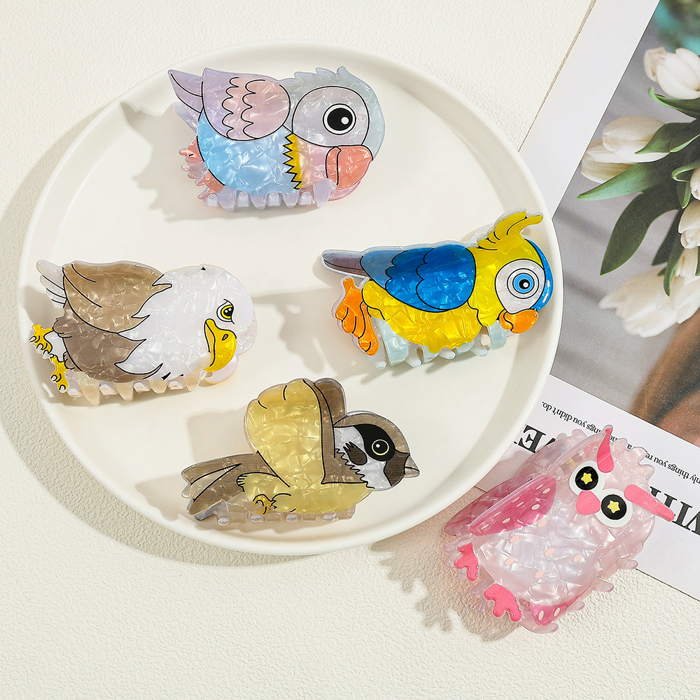 かわいい漫画の鳥アクリルヘアクリップかわいいオウムフクロウイ - Women'S Eagles Accessories のレビューと価格