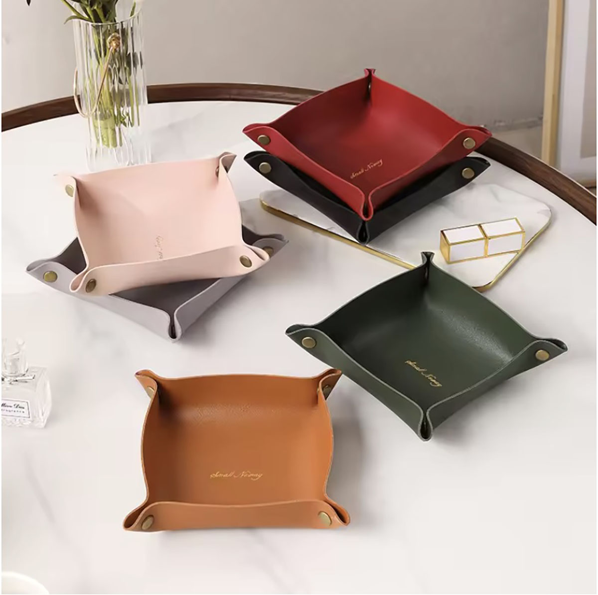 北欧スタイルの革収納トレイデスクトップオーガナイザーキージュ - Women Accessories Organizer のレビューと価格