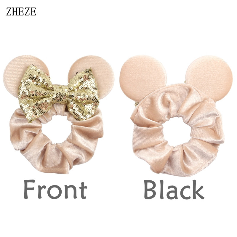 1pc マウス耳ヘアシュシュベルベットヘアバンド女の子のため - Hair Tie Velvet のレビューと価格