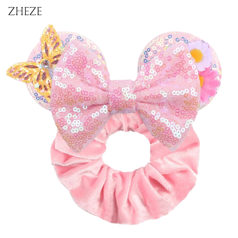 1pc マウス耳ヘアシュシュベルベットヘアバンド女の子のため - Hair Tie Velvet のレビューと価格