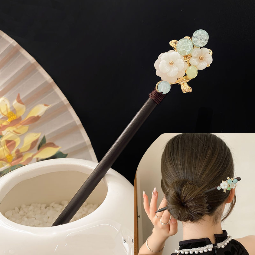 中国のヘアスティック、ステップシェイク木製ヘアピン、女の子用 - Pearl Hair Pin のレビューと価格