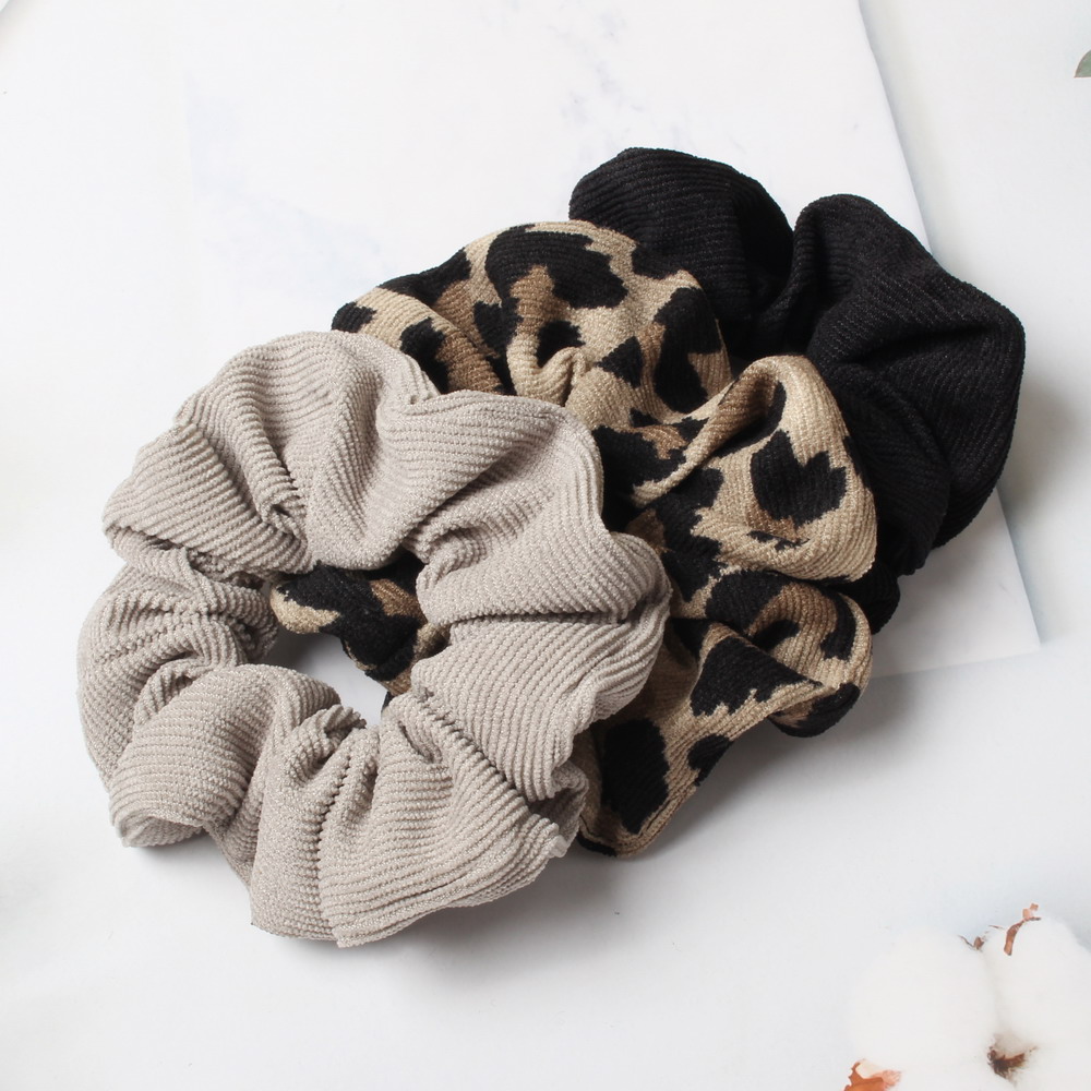 ヒョウ柄シュシュコード秋冬コーデュロイ固体シュシュセット弾性 - Hair Tie Velvet のレビューと価格