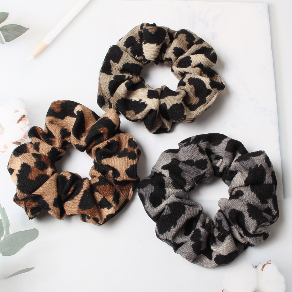 ヒョウ柄シュシュコード秋冬コーデュロイ固体シュシュセット弾性 - Hair Tie Velvet のレビューと価格