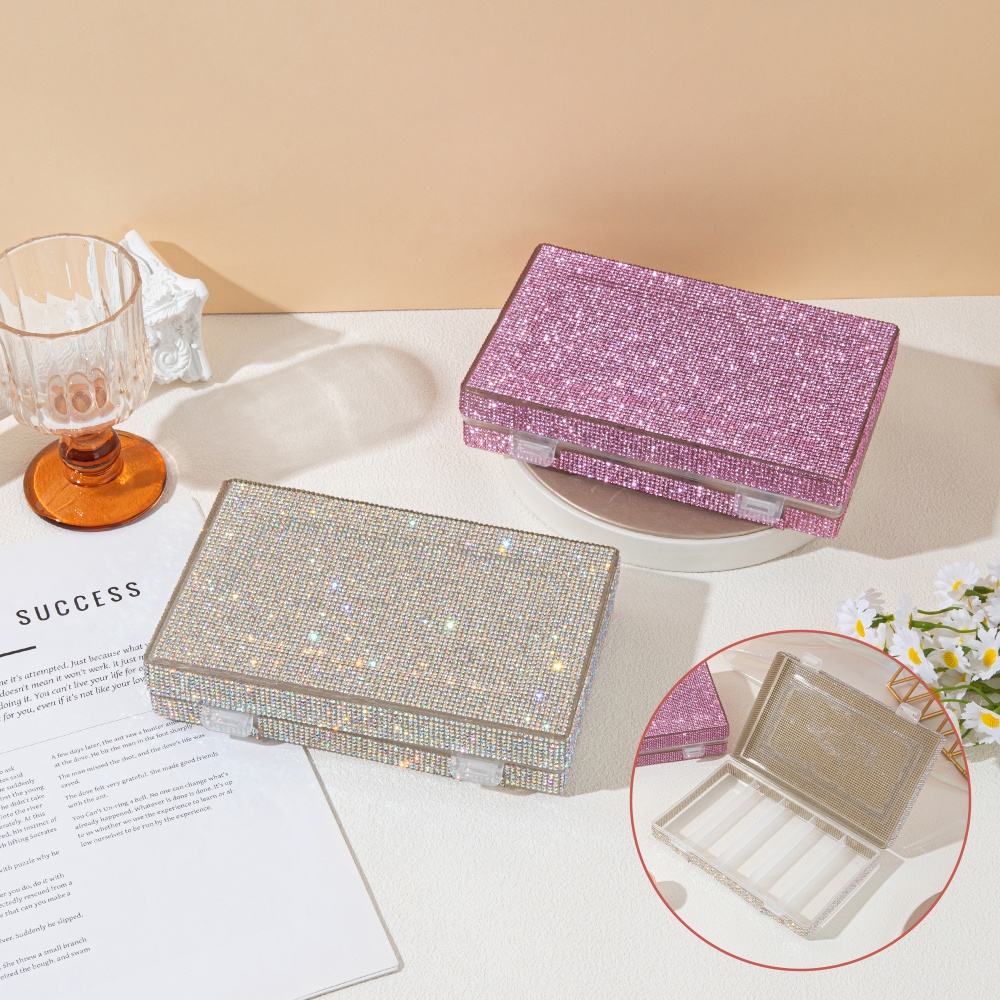 豪華な光沢のあるラインストーン収納ボックス、ネイルジェルポリ - Women Accessories Organizer のレビューと価格
