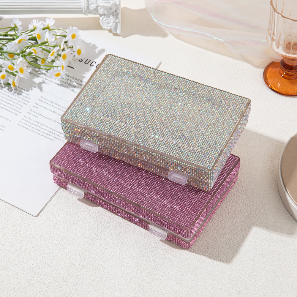 豪華な光沢のあるラインストーン収納ボックス、ネイルジェルポリ - Women Accessories Organizer のレビューと価格