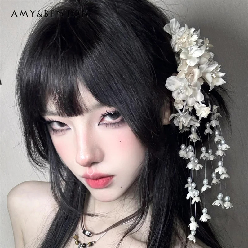 25COSE エレガントな気質フラワーフリンジヘアピン森ガー - Pearl Hair Pin のレビューと価格
