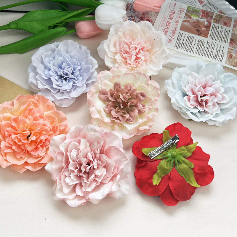 海辺の夕日の写真ヘアアクセサリー赤牡丹の花の髪のカテゴリー  - Women'S Accessories Categories のレビューと価格