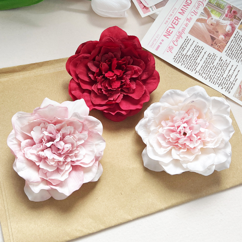 海辺の夕日の写真ヘアアクセサリー赤牡丹の花の髪のカテゴリー  - Women'S Accessories Categories のレビューと価格