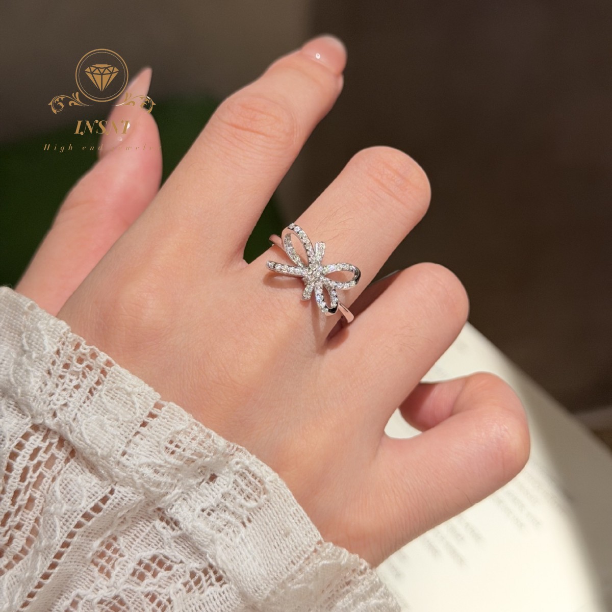 シルバーフルダイヤモンドボウリングリングニッチデザインセンス - Women'S Affordable Accessories のレビューと価格