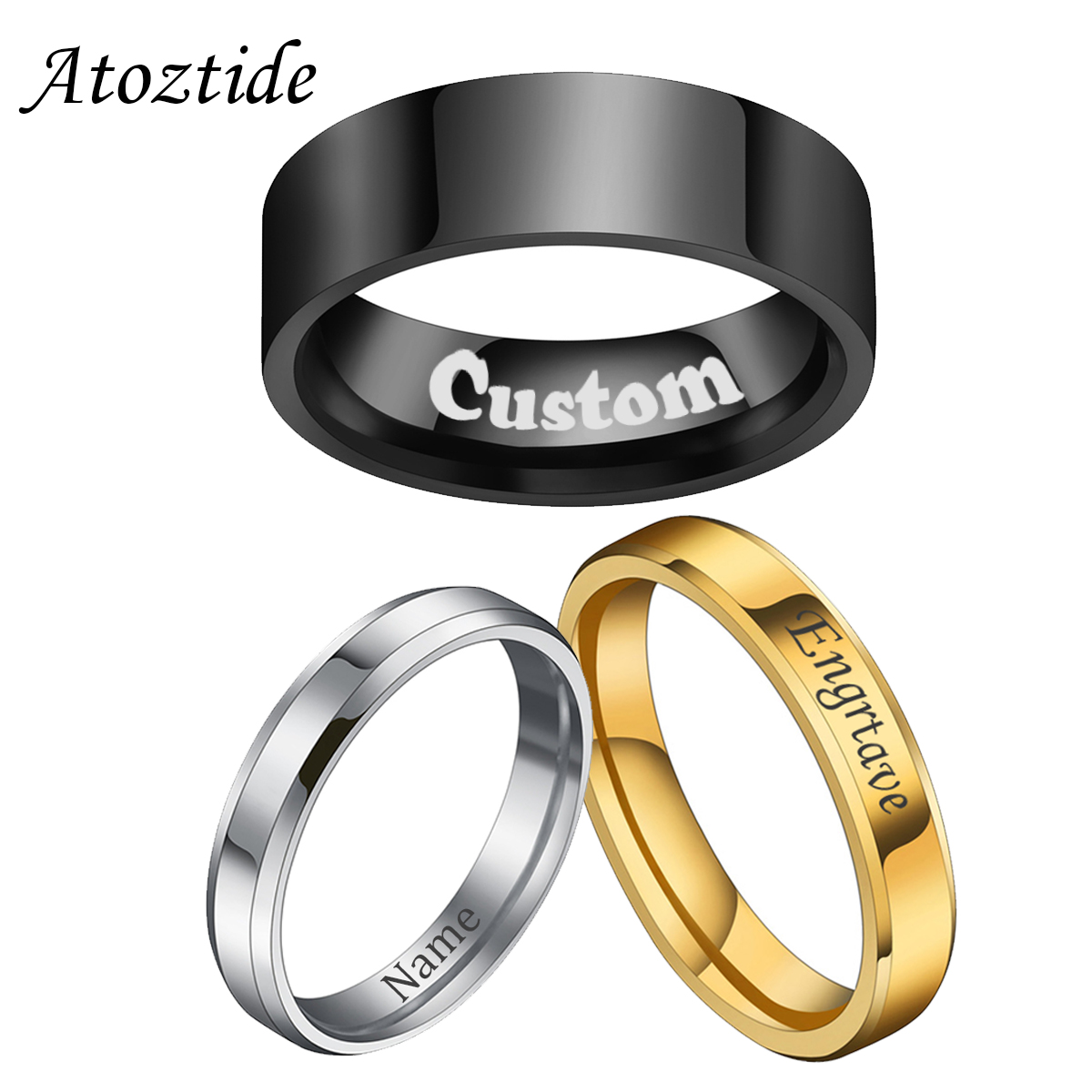 Atoztide 4/6/8ミリメートルパーソナライズ彫刻名 - Wrap Ring Gold のレビューと価格