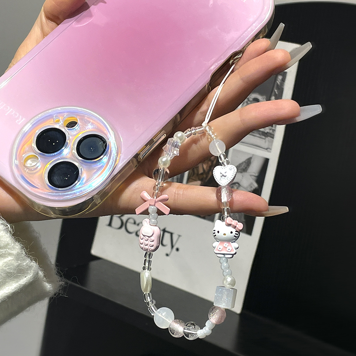 インス風可愛いハローキティ紛失防止ビーズ付きスマホストラップ - Women'S Key Accessories のレビューと価格