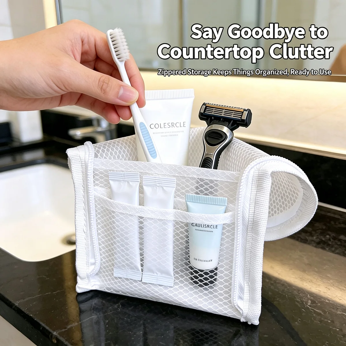旅行用メッシュ製トイレタリーバッグ - 通気性・速乾性・防カ - Women Accessories Organizer のレビューと価格