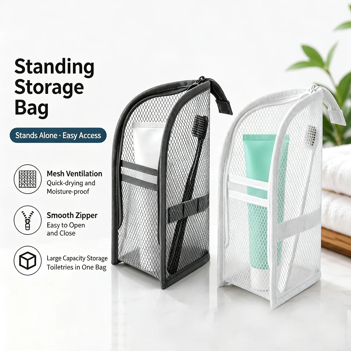 旅行用メッシュ製トイレタリーバッグ - 通気性・速乾性・防カ - Women Accessories Organizer のレビューと価格