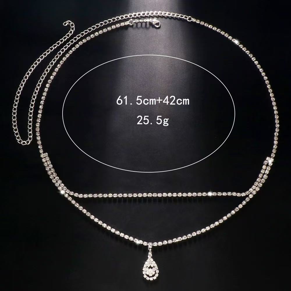 高級ラインストーンダブルチェーン水滴型ウエストチェーンボディ - Women Accessories Dropshipping のレビューと価格