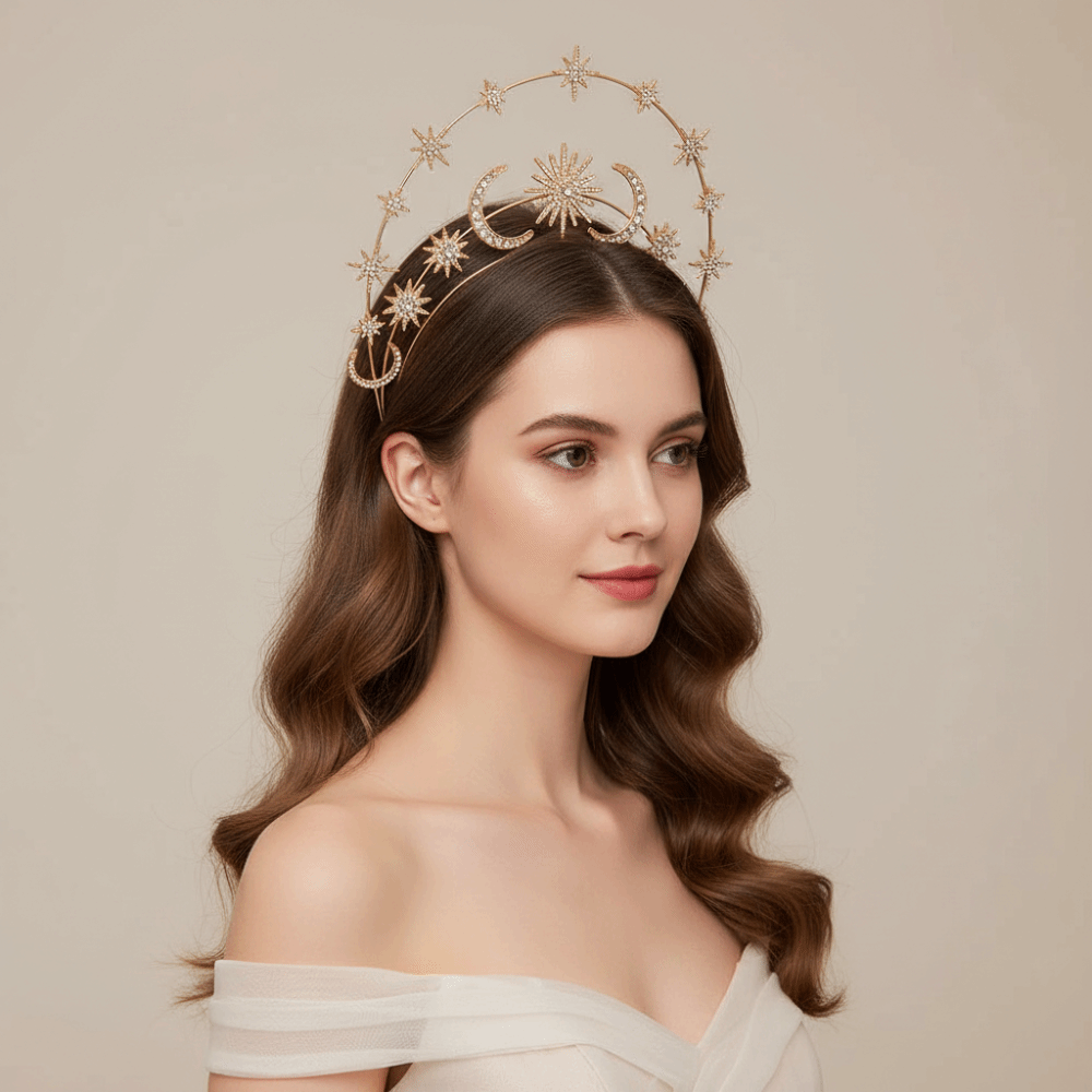 ゴールドシルバークリスタルスターヘアバンド六芒星ダイヤモンド - Wrap Ring Gold のレビューと価格