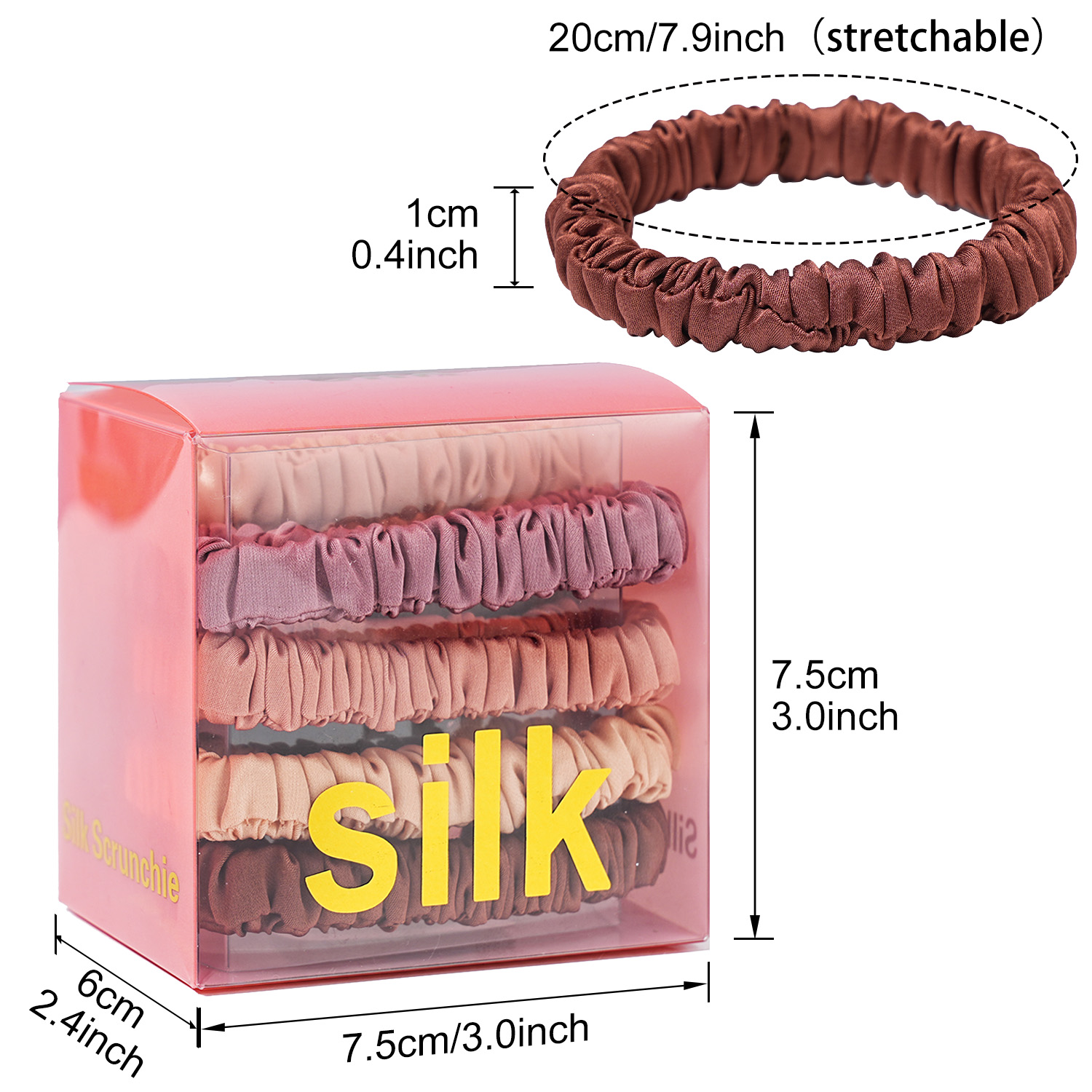 8 ピース/セット 100% 純粋な桑シルクヘアシュシュ 1 - Hair Tie Velvet のレビューと価格