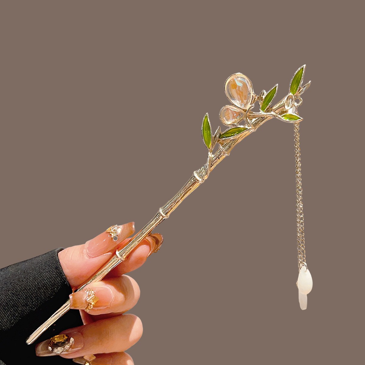 緑の竹タッセルヘアスティック漢服古代風フラワーパールヘアピン - Pearl Hair Pin のレビューと価格
