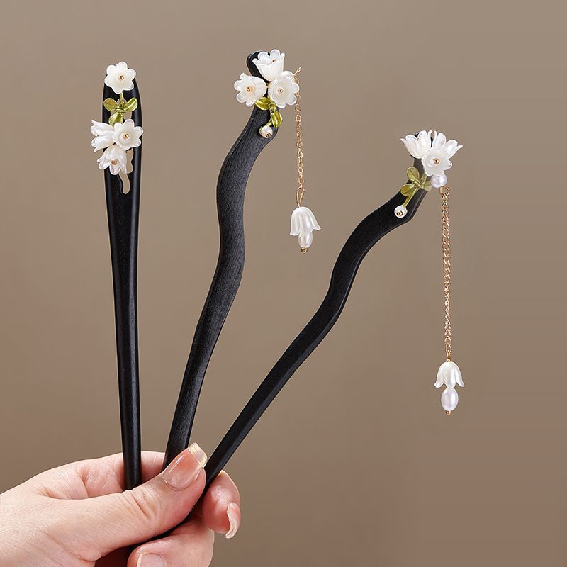 木製フラワーヘアピンヴィンテージ Convallaria M - Pearl Hair Pin のレビューと価格