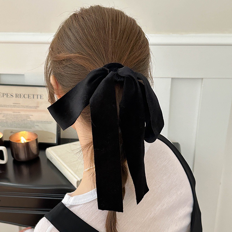 かわいい赤黒ベルベットリボン弓シュシュ女性女の子弾性ヘアバン - Hair Tie Velvet のレビューと価格