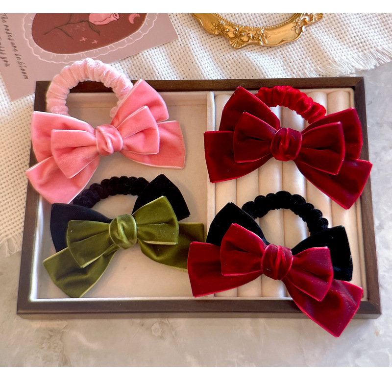 かわいいレッドベルベットのリボンヘアゴム、女性用多用途デイリ - Hair Tie Velvet のレビューと価格