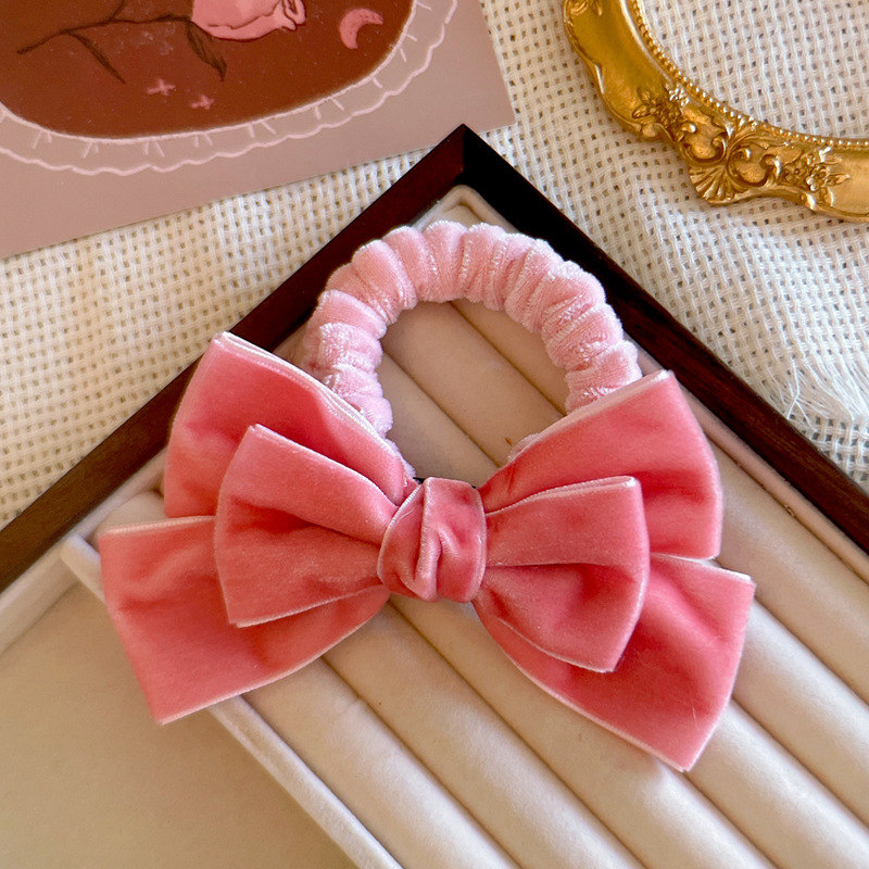 かわいいレッドベルベットのリボンヘアゴム、女性用多用途デイリ - Hair Tie Velvet のレビューと価格