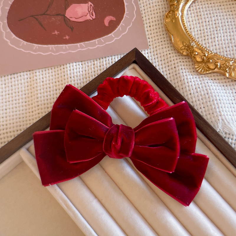かわいいレッドベルベットのリボンヘアゴム、女性用多用途デイリ - Hair Tie Velvet のレビューと価格