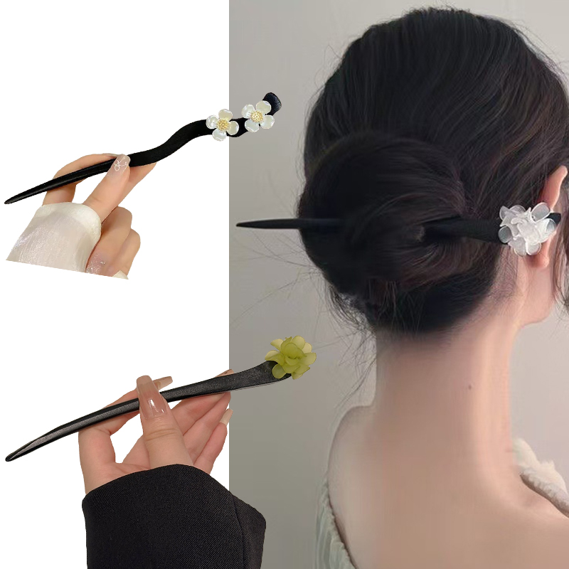 ヴィンテージ中国風の木製花ヘアスティックパールヘアピンジュエ - Pearl Hair Pin のレビューと価格