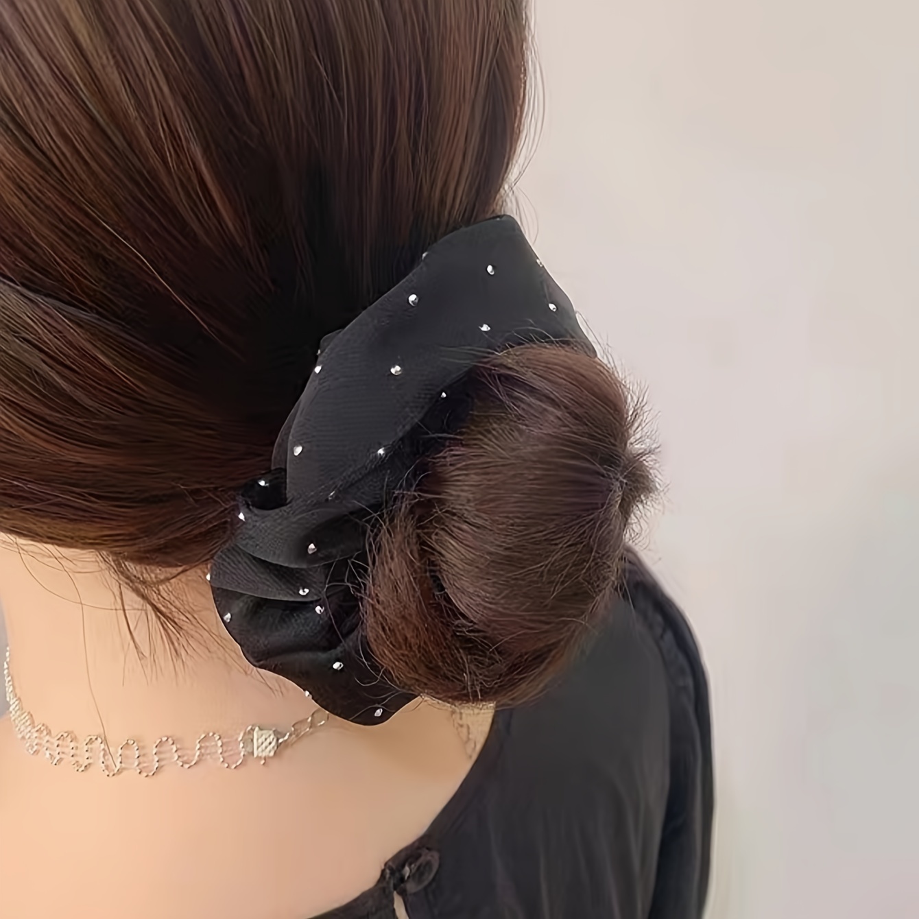 1/3 個のラインストーン装飾付きサテンシュシュ - ポニー - Hair Tie Velvet のレビューと価格