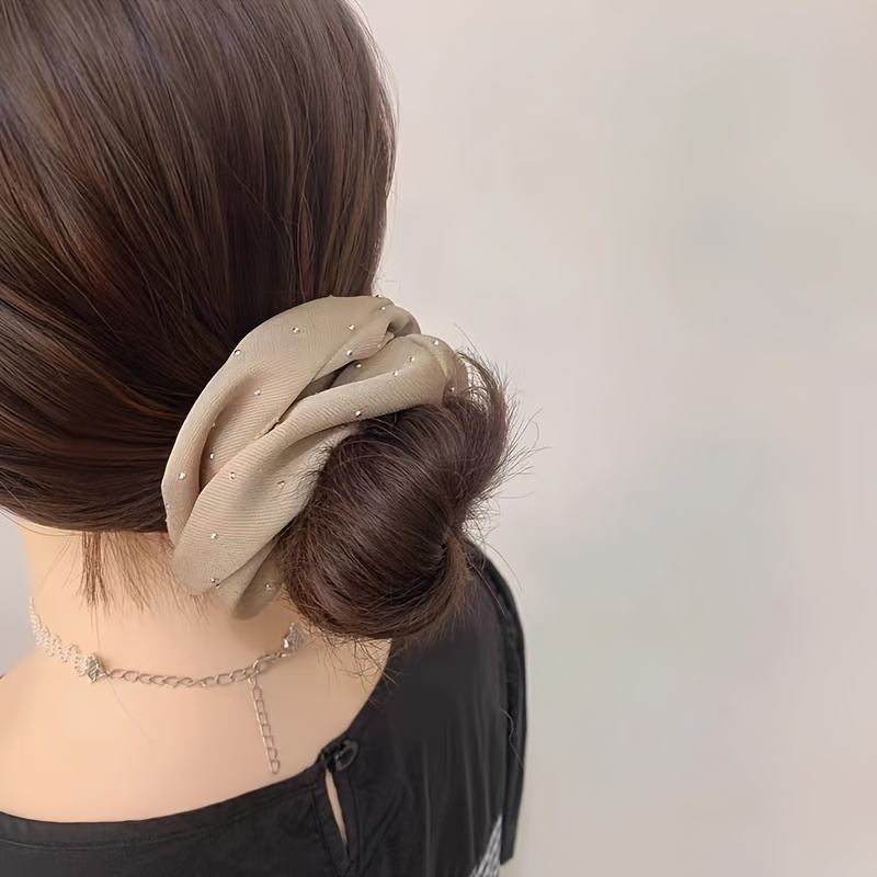 1/3 個のラインストーン装飾付きサテンシュシュ - ポニー - Hair Tie Velvet のレビューと価格