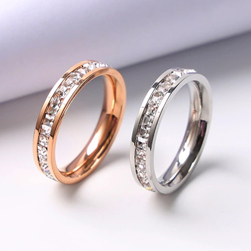 高級ローズゴールドカラー単一二列スクエアジルコンステンレス鋼 - Wrap Ring Gold のレビューと価格