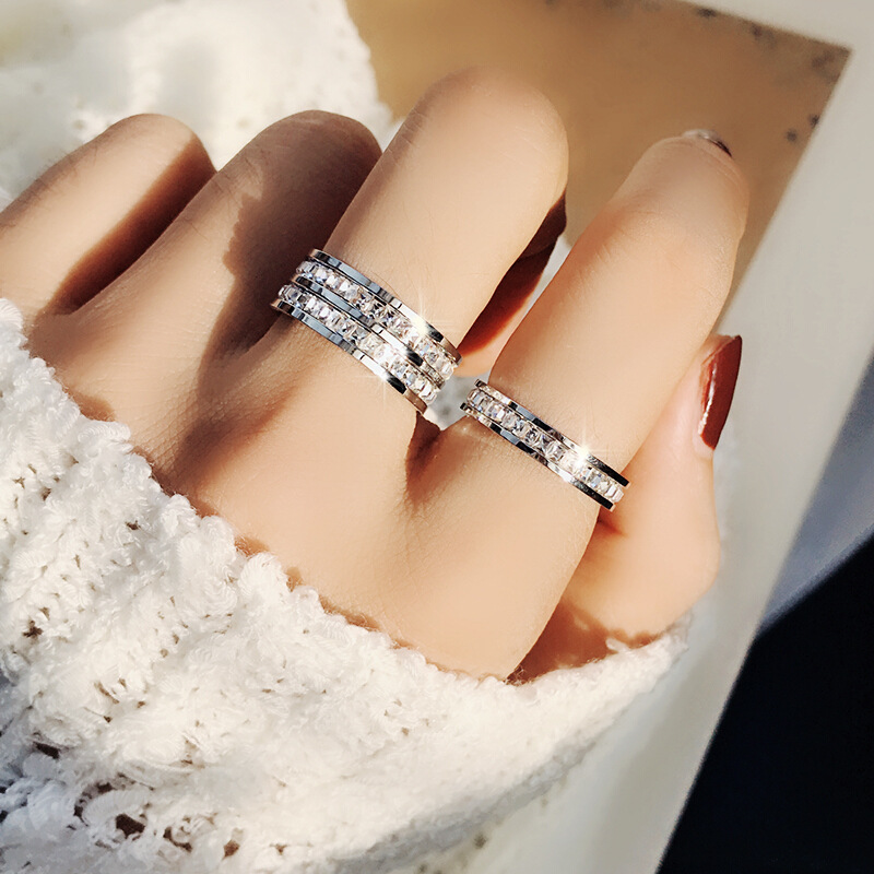 高級ローズゴールドカラー単一二列スクエアジルコンステンレス鋼 - Wrap Ring Gold のレビューと価格